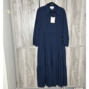 Tuckernuck Pomander Place Dress XXL Mable Cotton Navy Blue $148 NWT